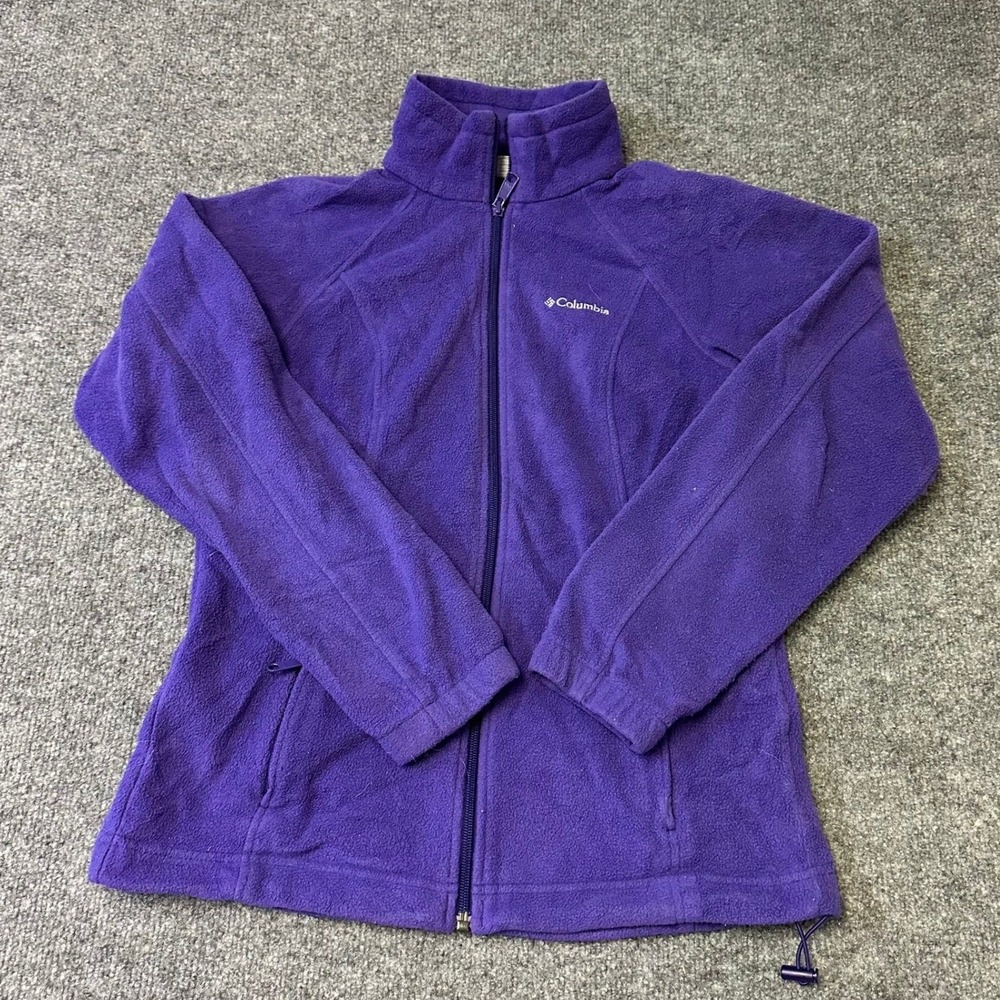 Columbia Fleece Jacket Womens Size S Purple Full Zip Mock Neck Outdoor Layer